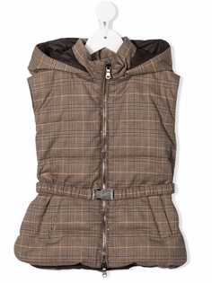 Brunello Cucinelli Kids дутый жилет в клетку