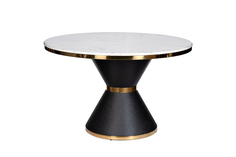 Стол обеденный круглый искусственный мрамор/черный металл (garda decor) черный 120x75 см.