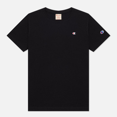 Женская футболка Champion Reverse Weave Embroidered C Logo Chest And Sleeve, цвет чёрный