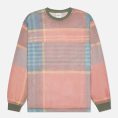 Мужской лонгслив thisisneverthat Printed Plaid Mesh, цвет оливковый