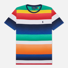Мужская футболка Polo Ralph Lauren Multicolor Striped Crew Neck, цвет оранжевый