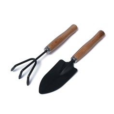 Набор садового инструмента, 2 предмета: рыхлитель, совок, длина 26 см, деревянные ручки Greengo