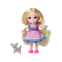 Кукла шарнирная Funky Toys Малышка Лили, блондинка с собачкой, 16 см