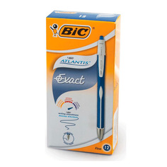 Упаковка ручек шариковых BIC Atlantis Exact, авт., 1 стержень, 0.7мм, синий, коробка картонная [918505] 12 шт./кор.