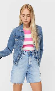 Stradivarius Джинсовая Куртка Облегающего Кроя Светлый Деним M