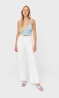 Stradivarius Топ-Бралетт Из Кружева Кроше В Полоску Небесно-Голубой S