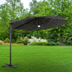 Зонт садовый Green Days с регулировкой высоты и светодиодной подсветкой, 3 м, темно-серый