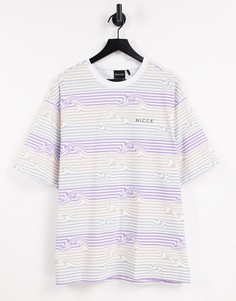 Сиреневая футболка с полосками Nicce-Фиолетовый цвет