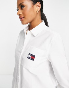 Белая рубашка навыпуск с логотипом в виде флага Tommy Jeans-Белый