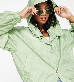 Мятный дождевик в виде куртки-бомбера на пуговицах ASOS DESIGN Petite-Зеленый цвет