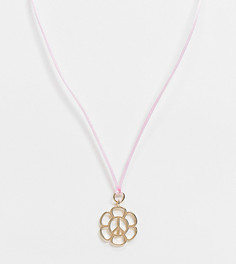 Ожерелье-шнурок с золотистой подвеской в форме цветка в стиле 70-х Reclaimed Vintage Inspired-Розовый цвет