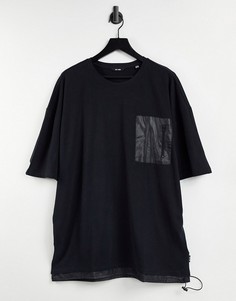 Черная футболка в стиле oversized с карманом из нейлона Only & Sons-Черный цвет