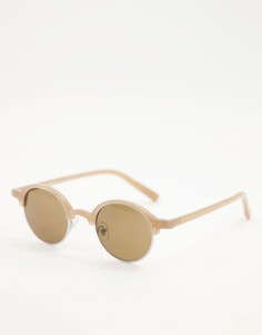 Круглые солнцезащитные очки бежевого цвета в стиле ретро унисекс AJ Morgan-Светло-бежевый цвет