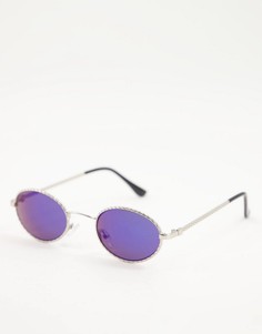 Круглые солнцезащитные очки синего цвета в стиле унисекс AJ Morgan-Серебристый