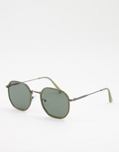 Круглые солнцезащитные очки в оливково-зеленой оправе в стиле унисекс AJ Morgan-Зеленый цвет