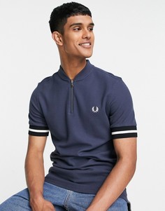 Темно-синяя футболка-поло с воротом на молнии Fred Perry-Темно-синий