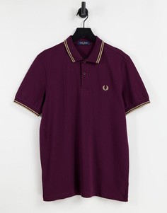 Бордовое поло с отделкой на воротнике Fred Perry-Красный
