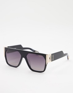 Черные солнцезащитные очки в стиле унисекс с плоским верхом Quay X Saweetie Go Off-Черный цвет