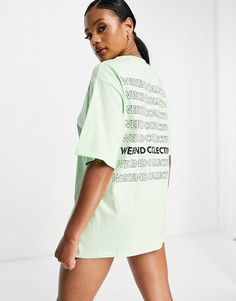 Лаймовая oversized-футболка с логотипом ASOS Weekend Collective-Зеленый цвет