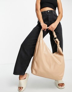 Большая бежевая сумка-тоут из искусственной кожи с узелком Topshop-Светло-бежевый