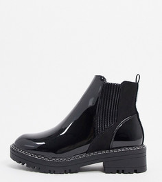 Черные лакированные ботинки челси River Island-Черный цвет