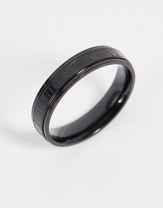 Черное широкое кольцо из нержавеющей стали с римскими цифрами ASOS DESIGN-Черный цвет