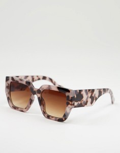 Большие квадратные солнцезащитные очки в серой черепаховой оправе Pieces-Серый Monki