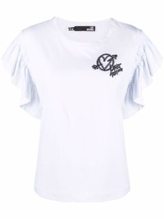 Love Moschino футболка с оборками и вышитым логотипом