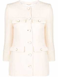 Saint Laurent твидовый жакет без воротника