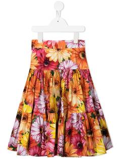 Dolce & Gabbana Kids ярусная юбка миди с цветочным принтом