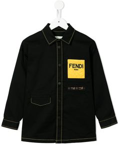 Fendi Kids рубашка с вышитым логотипом
