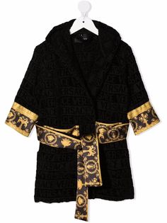 Versace Kids халат с капюшоном и логотипом