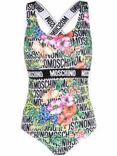 Moschino купальник с цветочным принтом и логотипом