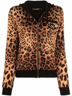 Dolce & Gabbana Pre-Owned худи 2000-х годов на молнии с леопардовым принтом