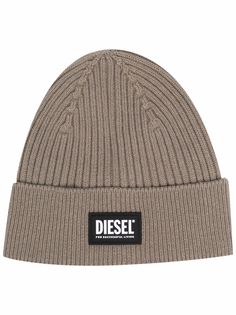 Diesel шапка бини в рубчик с нашивкой-логотипом