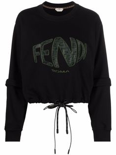 Fendi укороченная толстовка с вышитым логотипом