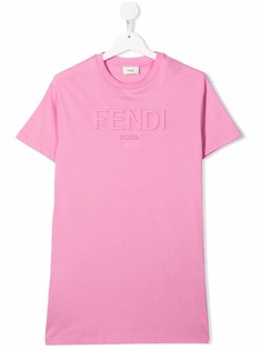 Fendi Kids платье-футболка с тисненым логотипом