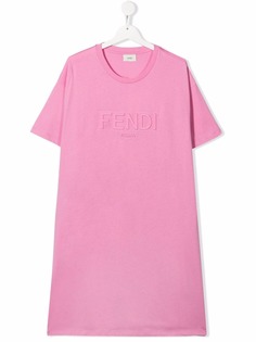 Fendi Kids платье-футболка с тисненым логотипом