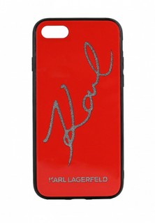 Чехол для iPhone Karl Lagerfeld 8 / SE 2020, Double Layer Karl signature Glitter Red