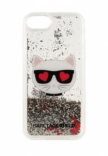 Чехол для iPhone Karl Lagerfeld 8 / SE 2020, Liquid glitter Choupette head Gold