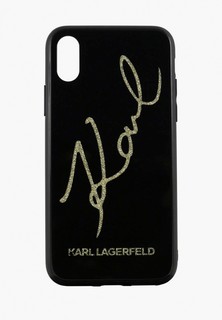 Чехол для iPhone Karl Lagerfeld XR, Double Layer Karl signature Glitter Black