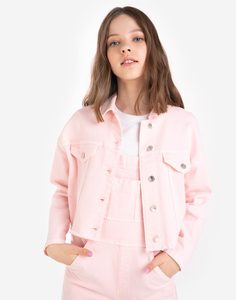 Нежно-розовая джинсовая куртка oversize для девочки Gloria Jeans