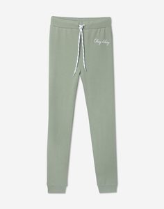 Зелёные домашние брюки с вышитой надписью для девочки Gloria Jeans