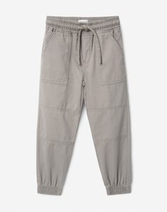 Серые брюки-джоггеры с накладными карманами для мальчика Gloria Jeans
