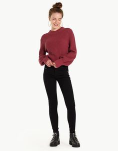 Чёрные джинсы Legging Wide waist на пуговицах Gloria Jeans