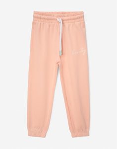 Розовые спортивные брюки с блестящим принтом для девочки Gloria Jeans