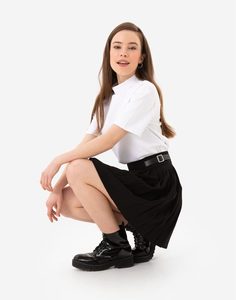Чёрная юбка со складками и ремешком Gloria Jeans