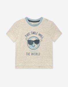 Бежевая футболка oversize с игровым принтом для малыша Gloria Jeans