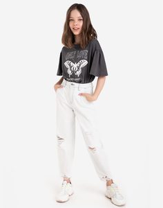 Джинсы Slouchy с дырками для девочки Gloria Jeans