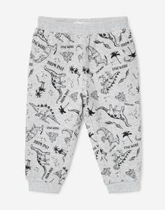 Серые спортивные брюки с принтом Dino world для мальчика Gloria Jeans